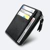 Black Lichee Pattern Leather Multi-purpose Card Wallet Unisex Small Zipper Coin Purse Men's Credit Card Bag ID Card Holders