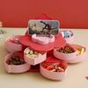 Petal Shape Rotating Candy Box Snack Nut Box Flower Candy Fruit Plate Food Storage Case Two Deck Dried Fruit Storage Organizer