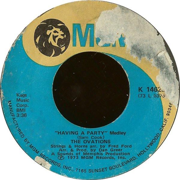 

7inch Record OVATIONS Having A Party Medley K14623 MGM Records 1973 US SoulFunk Used