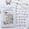 Mixed Alloy Nail Art Charms: Silver Bow, Hollow Butterfly, White K, Mixed Metal DIY Accessories
