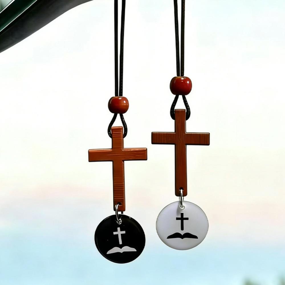 Wooden Cross NFC Bible Cross Pendant Inspirational Daily Encouragement Daily Bible Verse Charm Handmade Prayer Time