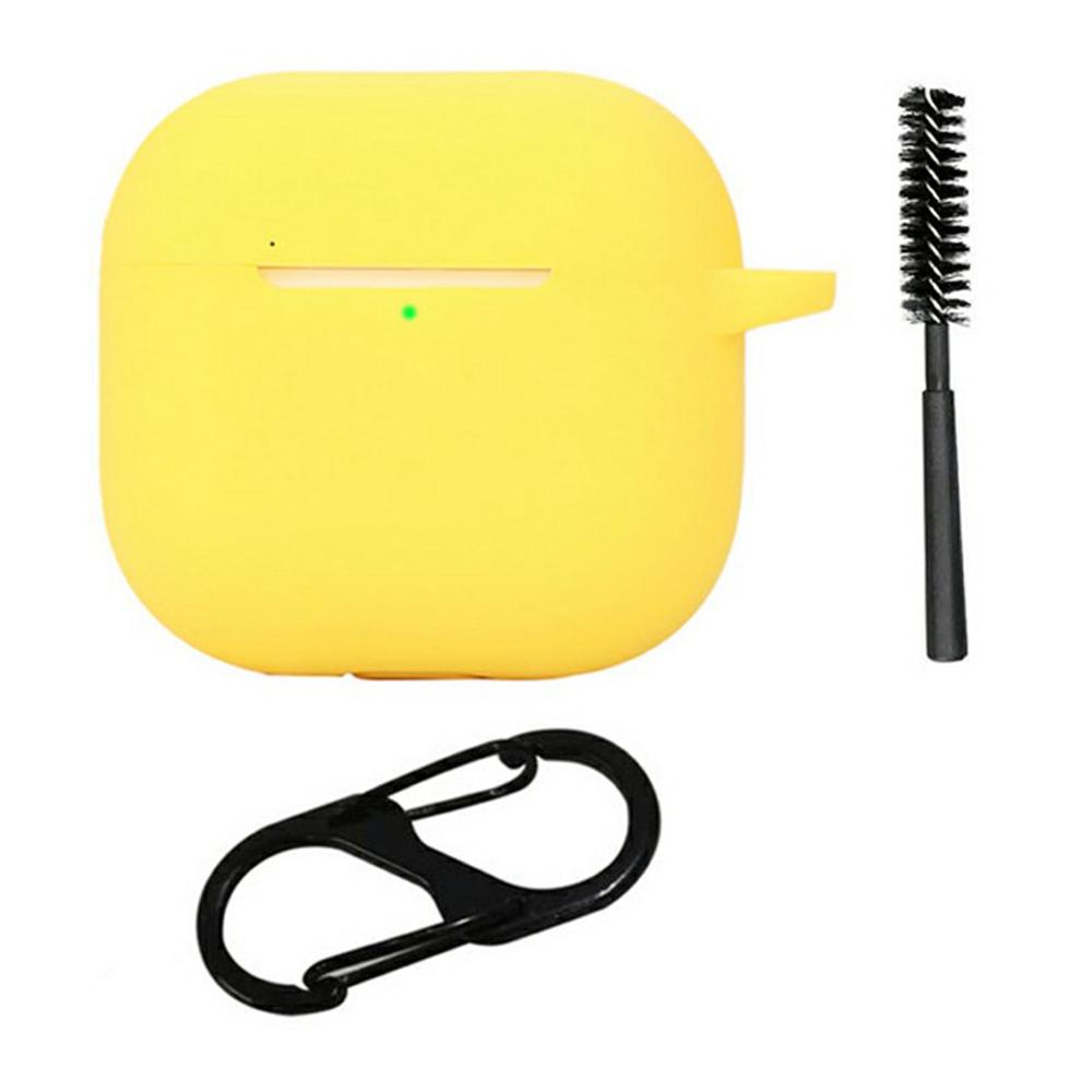 For AirPods 4 Silicone Case Bluetooth-Compatible Earphones Protective Cover with Anti-Lost Buckle + Cleaning Brush
