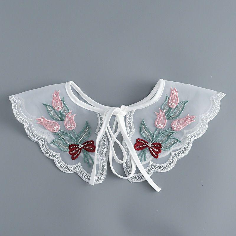 Vintage Ruffle Women Detachable Collar Tie Necklace Detachable Lapel Shirt Fake False Collar Woman Lace Tie Neckwear Nep Kraagie