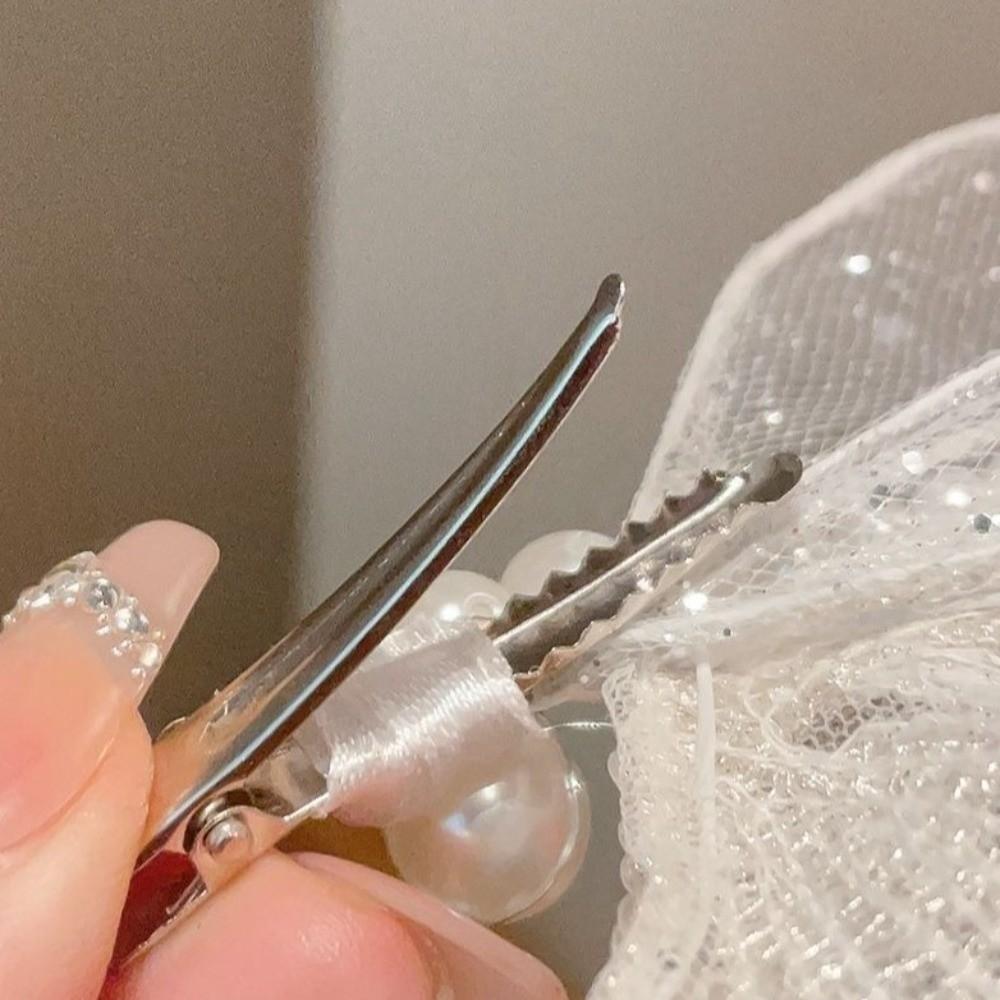 Tassel Pearl Barrettes Beaded Duckbill Clips Vintage Butterfly Hair Clips Headwear