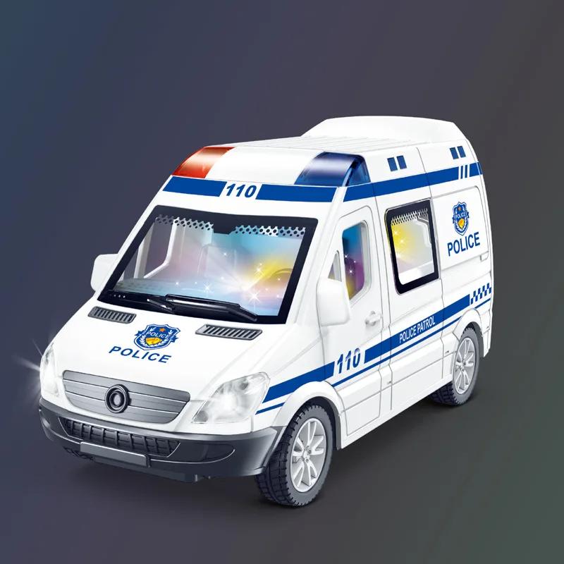 1:32 Mini Car Diecast Ambulance Fire-Truck Policecar Model Sound and Light Vehicle Simulation Collection Gifts Toys Boys