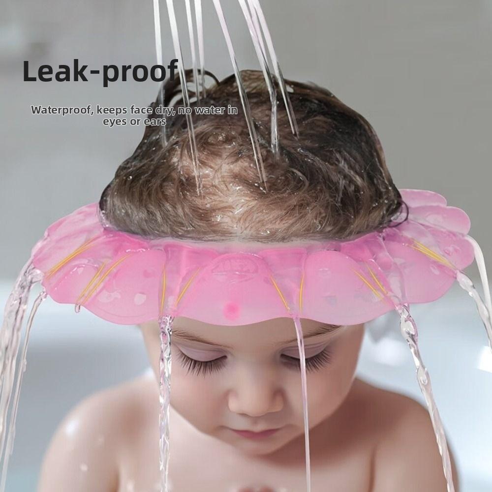 Soft Shower Cap Adjustable Keep Water Out of Eyes & Ears Silicone Toddler Bath Visor Head Circumference 12.5"-19"