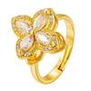 Women's Four-Leaf Clover Rotating Zircon Ring - Elegant Style