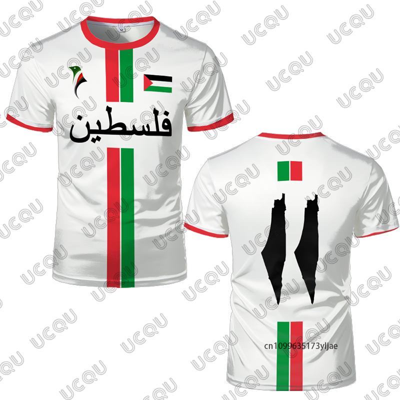 Palestina Fotballdrakt Dame og Herre T-skjorte Sommer Kort Ermet Palestinsk Draktdrakt Hurtigtørkende Sport T-skjorter Casual Topper