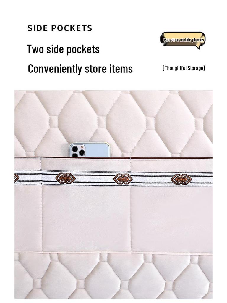 Off-white Thickened Upholstered Headboard Cover - Full Size, Simple and Soft