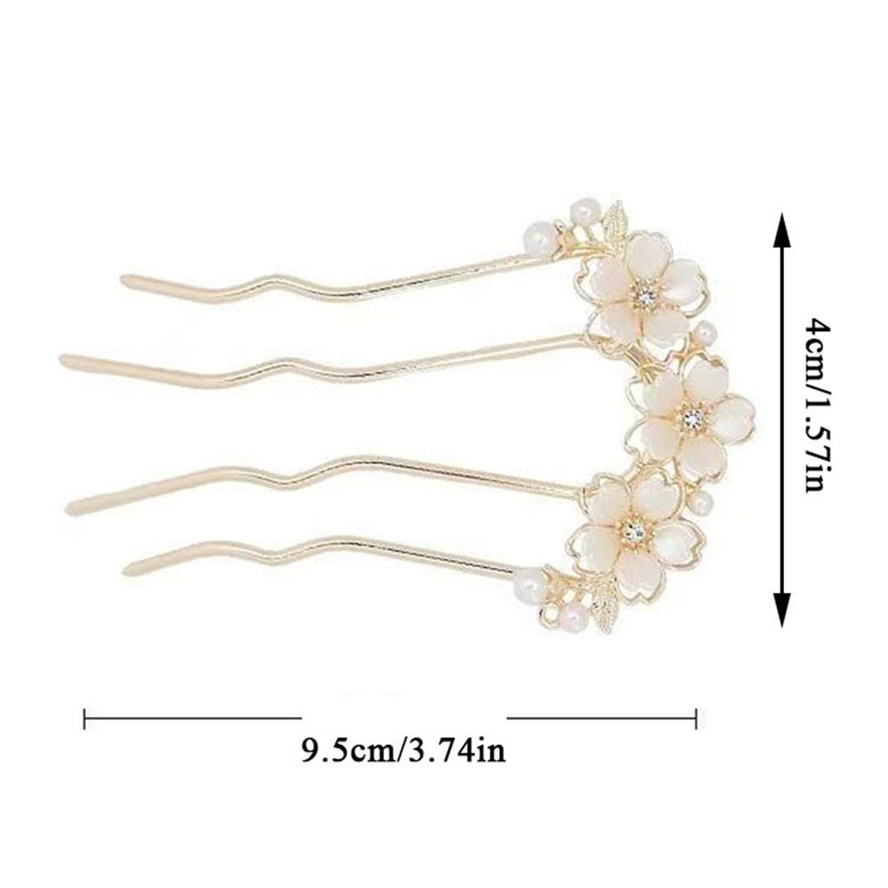 Pearl Flower Wavy Hair Combs U Shaped Hairpins Hair Clips For Women Elegant Style Headband Forks Hair Styling Tools Headdress