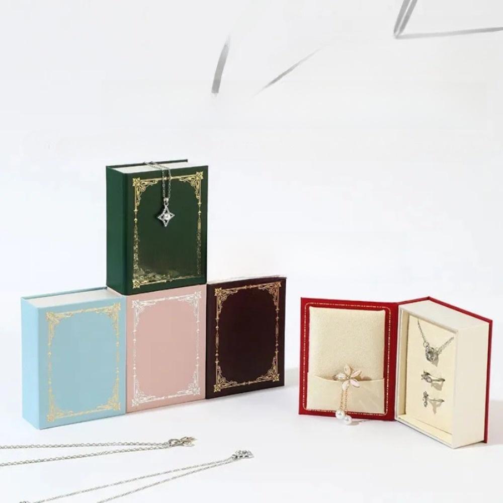 Creative Book Shape Jewelry Storage Box Mini Flip Cover Ring Box Vintage Pendant Box for Valentine's