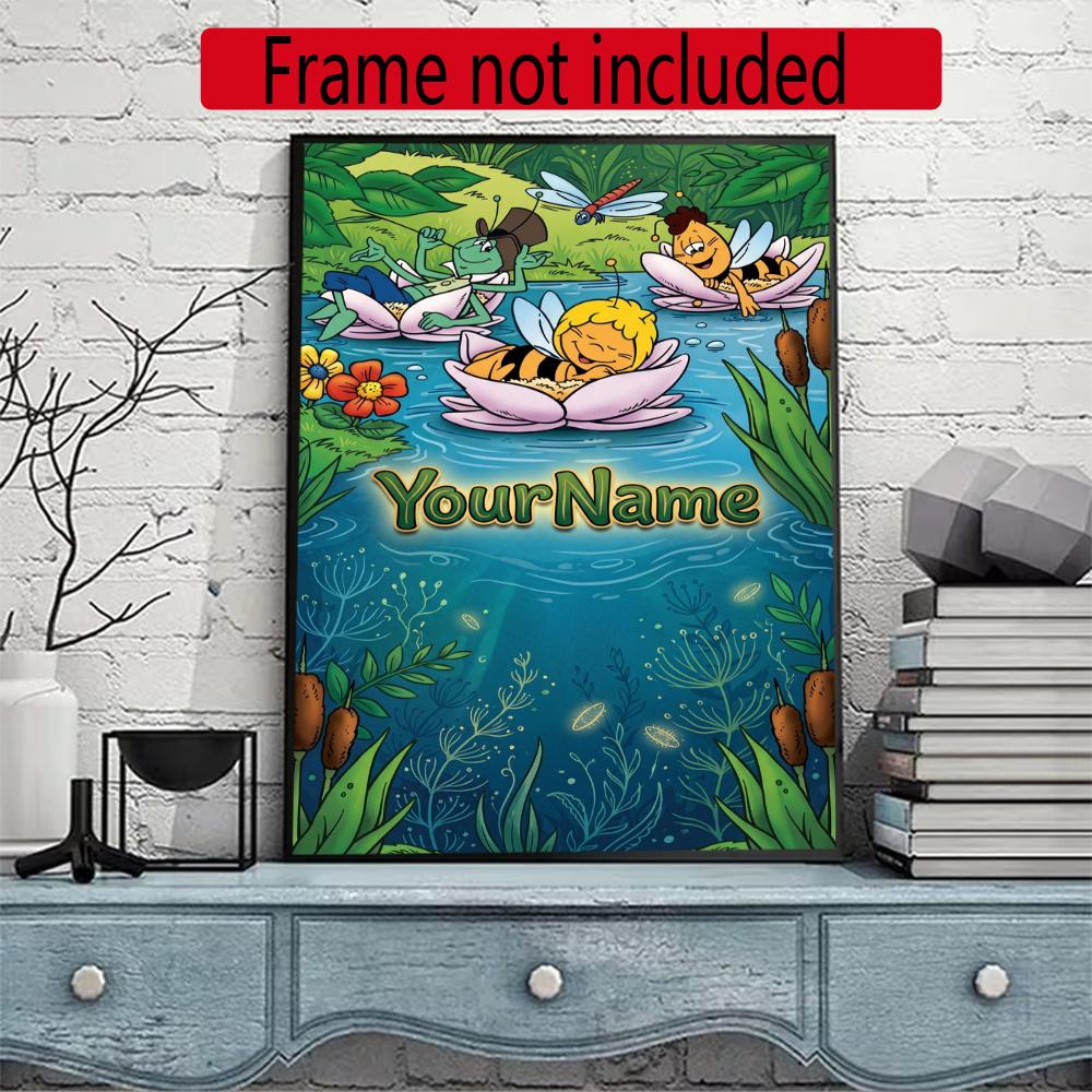 Biene Maja Customize Your Name Diamond Painting Round Diamond Diy Frameless Holiday Artwork Suitable For Home Office Wall Decoration
