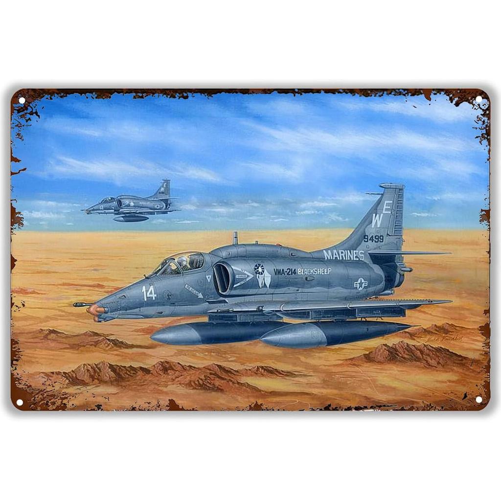 Military Metal Tin Signs Fight Plane Wall Art Poster Plaque Vintage Iron Painting Decoration for Home Cafe Washing Room Club
