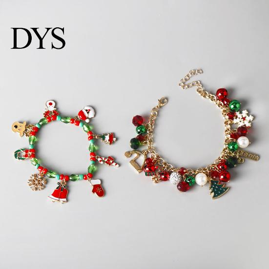 Lässiges tägliches Winter Schmuckstück Weihnachten Charm Armband für Frauen, Weihnachtsmann Schneemann Glocke Handschuh Festlicher Schneeflocken Armreif Baum Anhänger Armband,