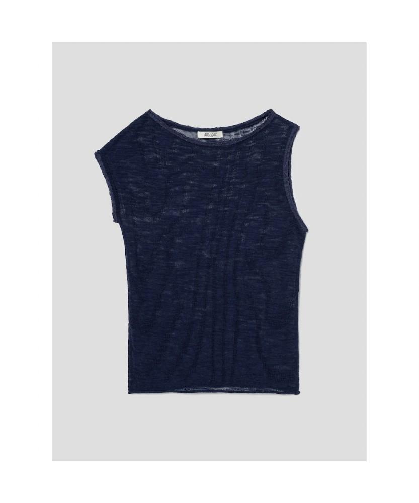 Anggae Wave Knit Top Navy