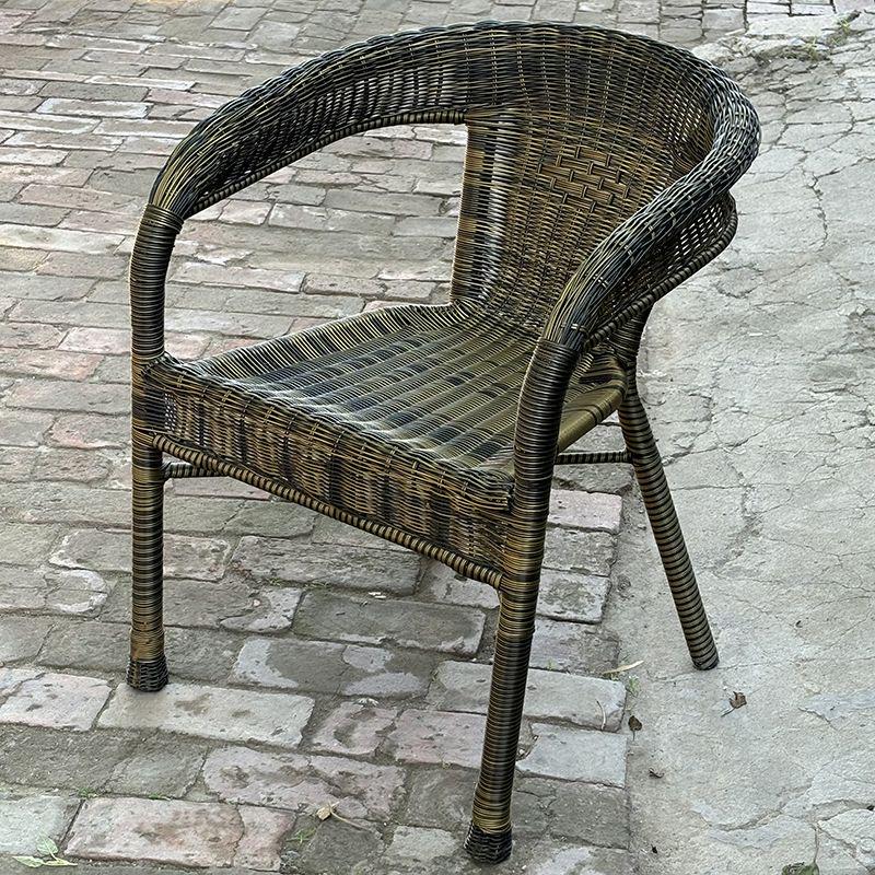 Senioren-Gartenmöbel-Set Rattan Balkonstuhl: Einzelsessel mit Rückenlehne und Hocker für den Außenbereich