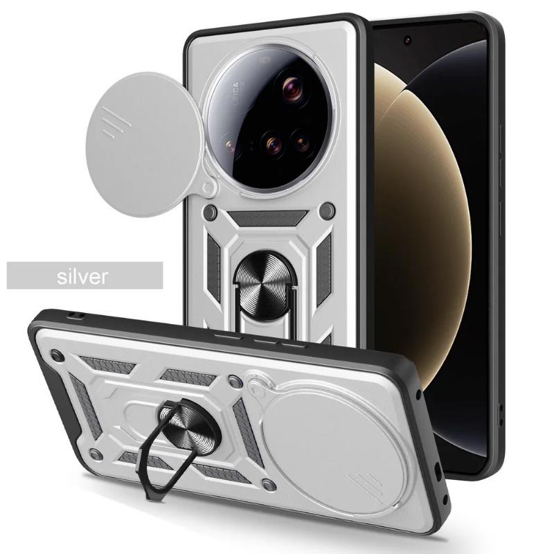 

Ударопрочный защитный чехол для Xiaomi 15 Ultra, защитный чехол для объектива, магнитное кольцо, подставка, держатель, чехол для телефона Xiaomi 14 Ultra for xiaomi 15 ultra серебряный