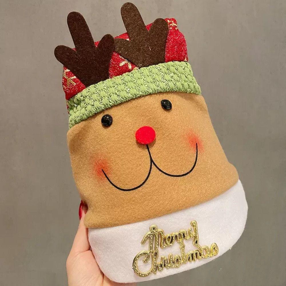 Santa Claus Christmas Hat Merry Christmas Decoration Elk Deer Cap Gift Red Plush Hat  Warm