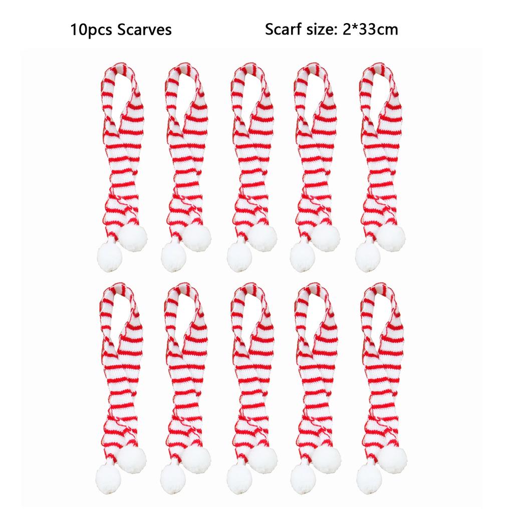 10/20pcs Mini Santa Hat & Scarf 2025 New Christmas Costume for Cat Rabbit Doll Lollipop Bottle DIY Xmas Party Dinner Decoration