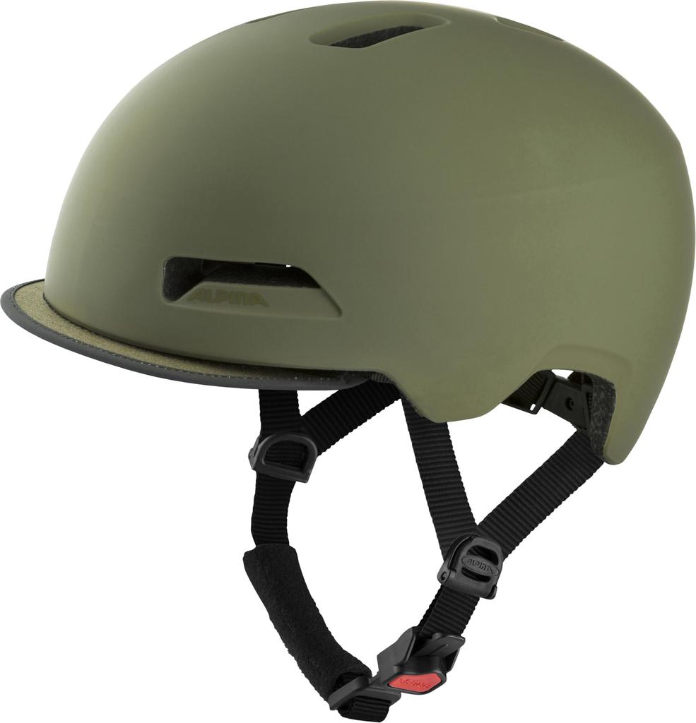 ALPINA Brooklyn Bicycle Helmet with Fabric Visor and LED CE Fits cm Light, Certified, 57-61