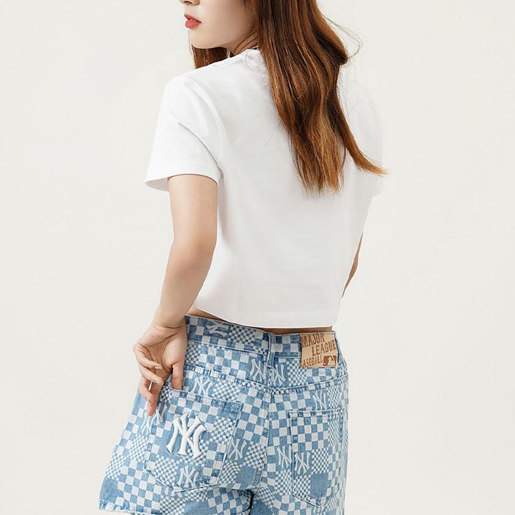 New MLB Set In Sleeve T Shirt Women's Ecru 3FTS11023-50WHS