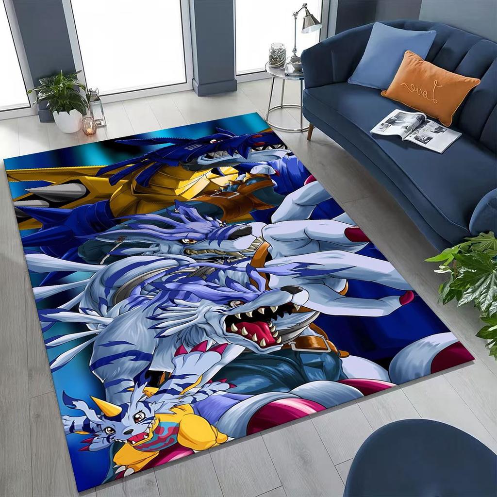 Retro Digimon Adventure Angewomon Agumon Cartoon Rug for Bedroom Living Room Sofa Home Doormat Decor,Kids Non-slip Floor Mat