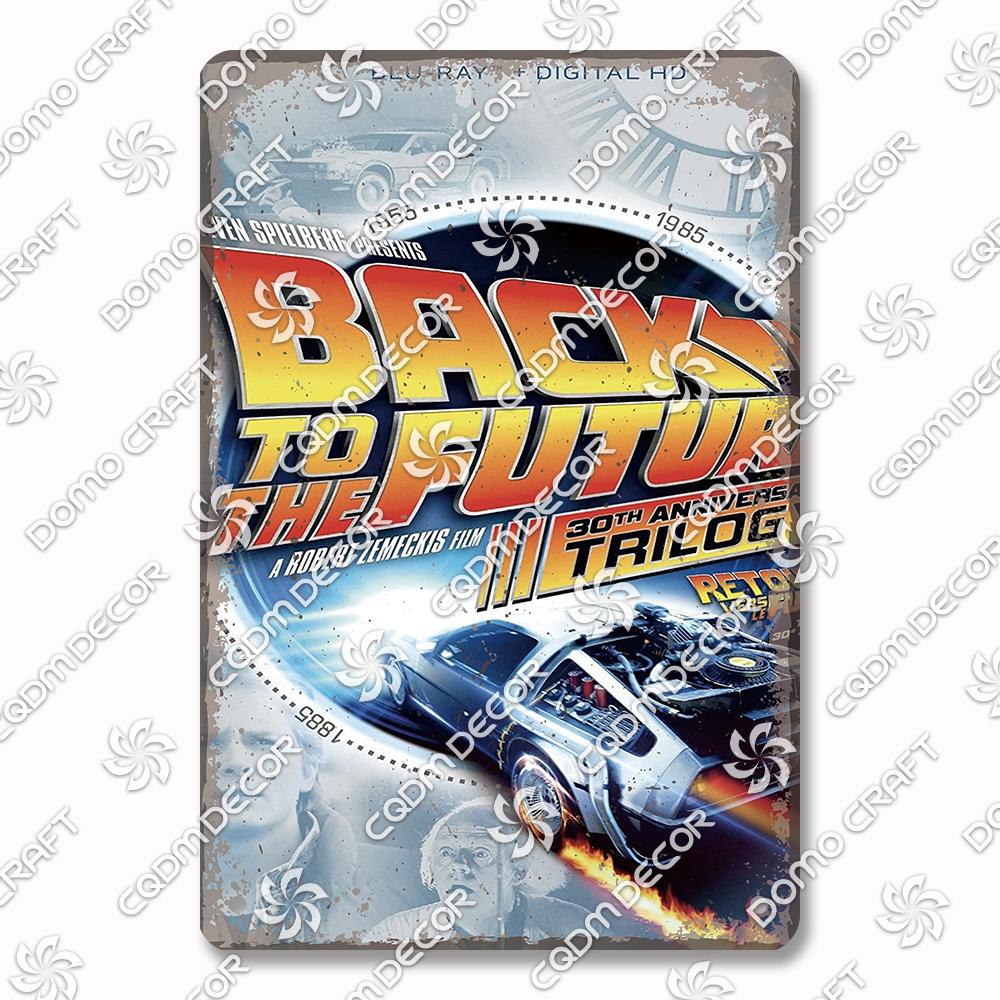 Classic Science Fiction Film Metal Tin Sign, Back to the Future Movie Poster Metal Plates, Cinema Club Cafe Bar Home Wall Decor