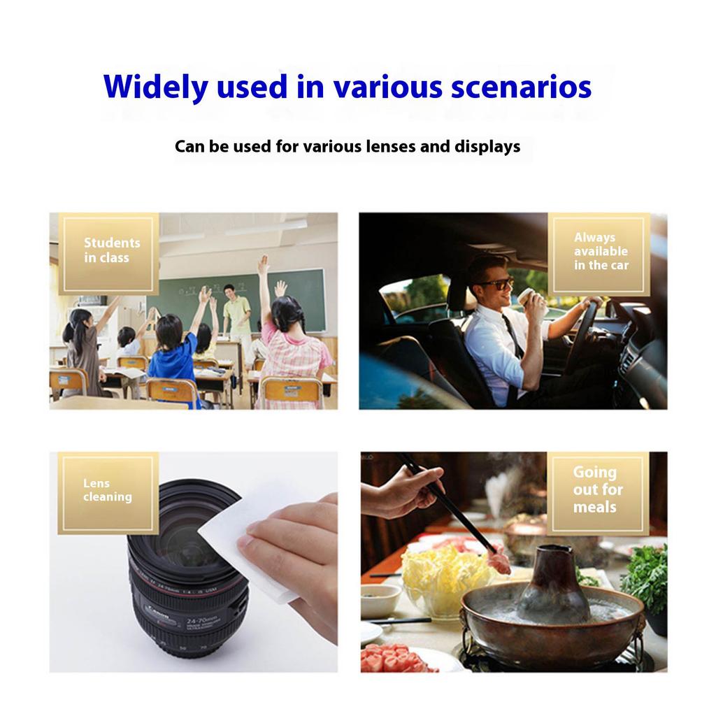 Pack Of 100 Disposable Lens Cleaning Wipes For Glasses Sunglasses Cameras Safe Nonwoven Cloth