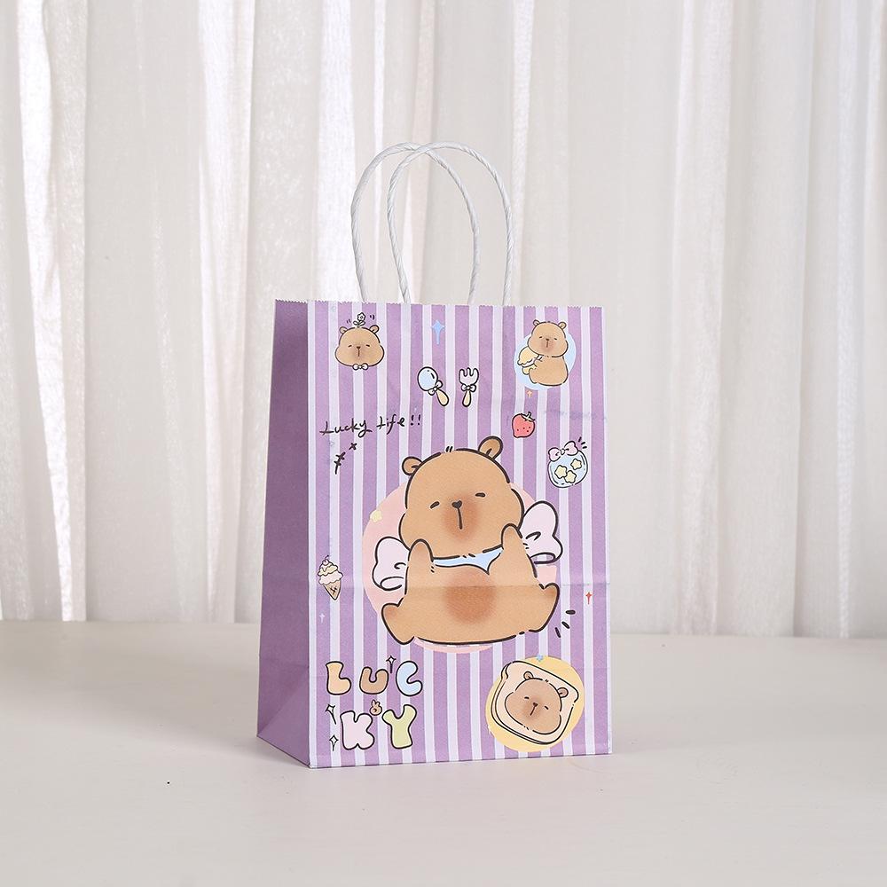 StoBag, Cute Cartoon Capybara Gift Bags, Eco-Friendly, Kawaii Paper Bags for Kids’ Party, Return Favors Small Business Packaging