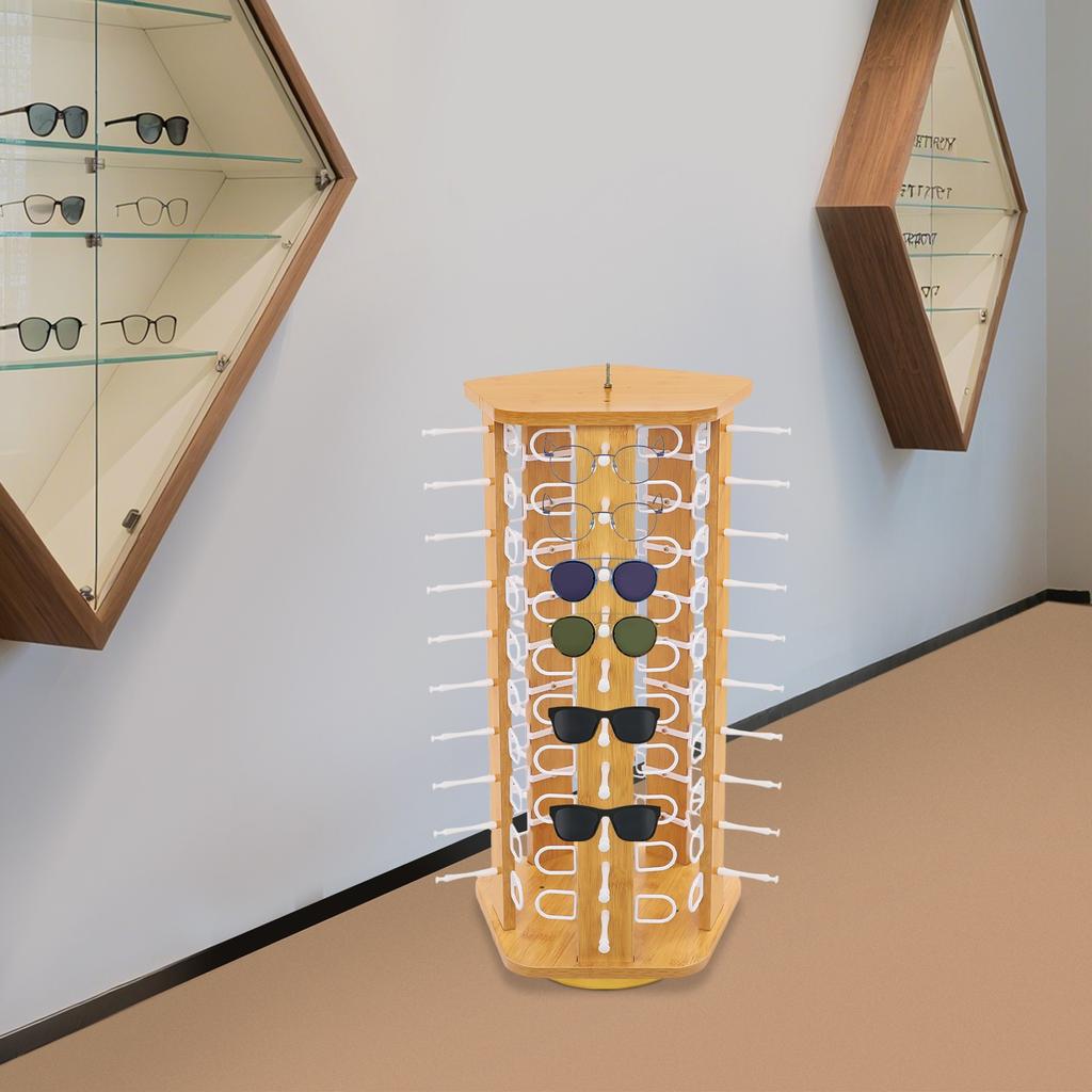 Spinning Eyeglass Display Stand, Holds 50 Pairs of Sunglasses, Countertop Organizer, Multi-Tier Eyewear Rack for Retail Stores
