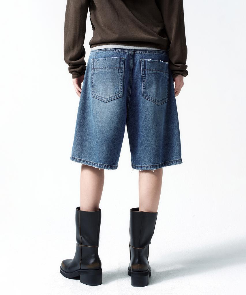 INSILENCE WOMEN [Calik] Wide Bermuda Denim Blue
