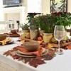 Brown Maple Design Maple Leaf Table Runner Autumn Colors Harvest Theme Table Cloth Flocked Texture Embroidered Table Runner