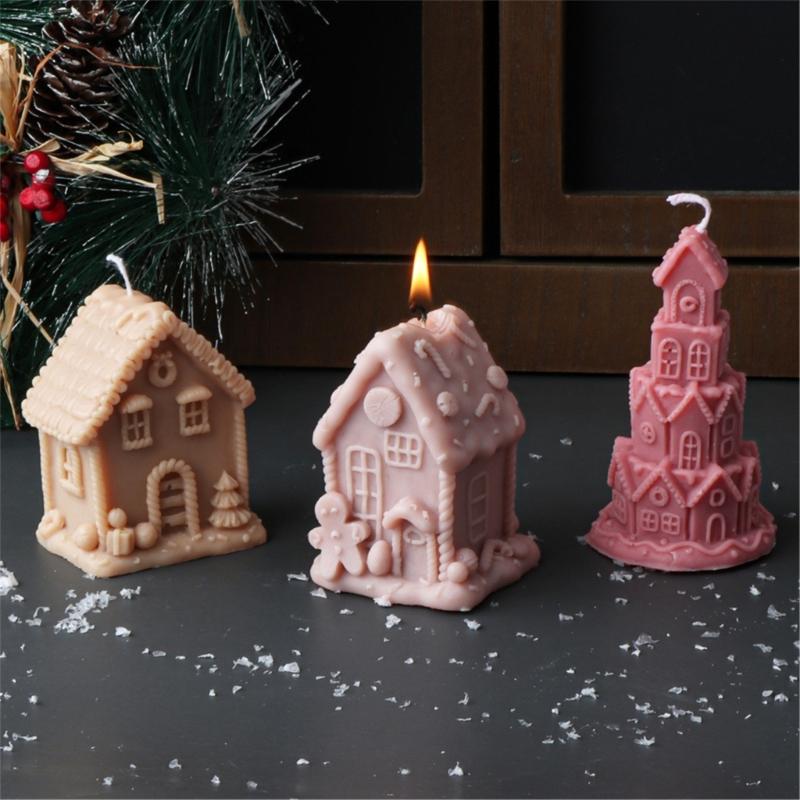 Silicone Moulds House Shape Candle Molds Ornament Christmas House Castings Molds Plaster Molds Epoxy Resin Molds