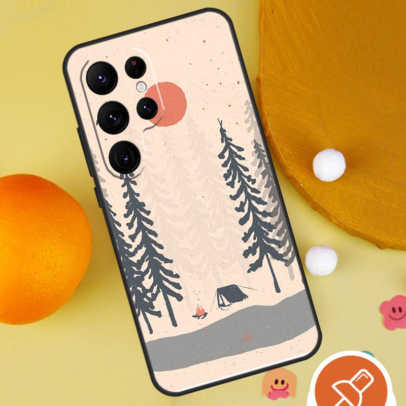Camping Mountain Phone Case For Samsung Galaxy S25 Ultra S23 S22 S21 Ultra S9 S10 S20 Plus S24 FE Funda Cover