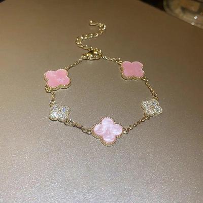 Exquisite Four-Leaf Clover Diamond Beaded Bracelet - Women's Luxury Versatile Jewelry