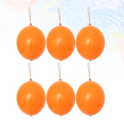 10Pcs Punch Balloons Orange Neon Latex Balloon with Built-in Elastic Handle for Bouncing Play Birthday Celebration Use