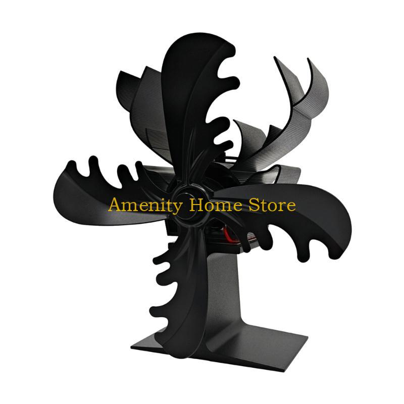 F26C Heat Powered Fireplace Fan Christmas Reindeer Efficient Heat Distribution чёрный
