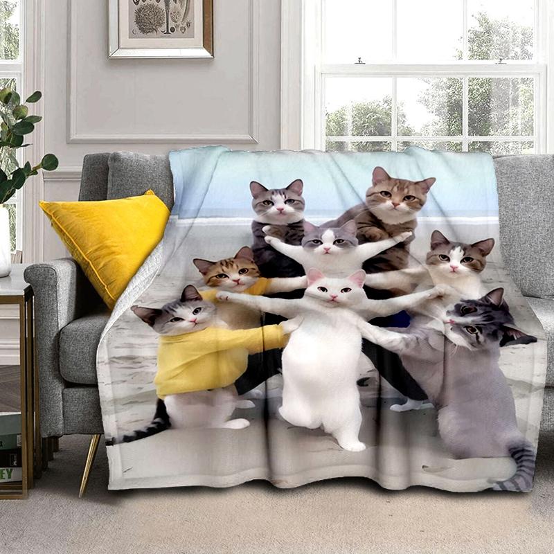 1PC Cute Cat, Cartoon Blanket, All Season Lightweight Home Office Outdoor Nap Multifunctional Blanket
