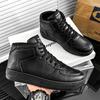 Herren High-Top Freizeitschuhe Leder Atmungsaktiv Dicke Sohle Bequeme Herren Sneaker Mode Weiß Schwarz Studenten Freizeitschuhe