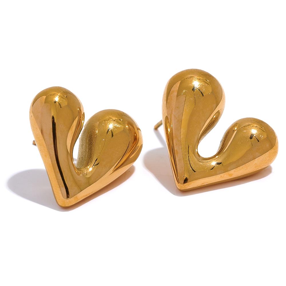 

Yhpup 316L Stainless Steel Heart Love Stud Earrings Creative Metal High Quality Waterproof Romantic Chic Jewelry Women Gift