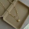 Super Sparkling Zircon Tiger Eye Stone Pearl Beaded Double Layer Clavicle Chain Retro Palace Style Necklace