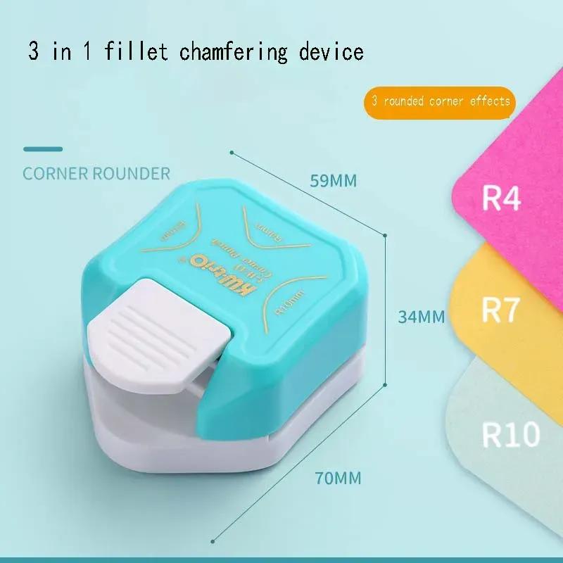 

3-in-1 Mini Corner Rounder Punch R4 R7 R10 R5mm Round Corner Trimmer Cutter for Card Photo Paper Laminating Pouches Stationery
