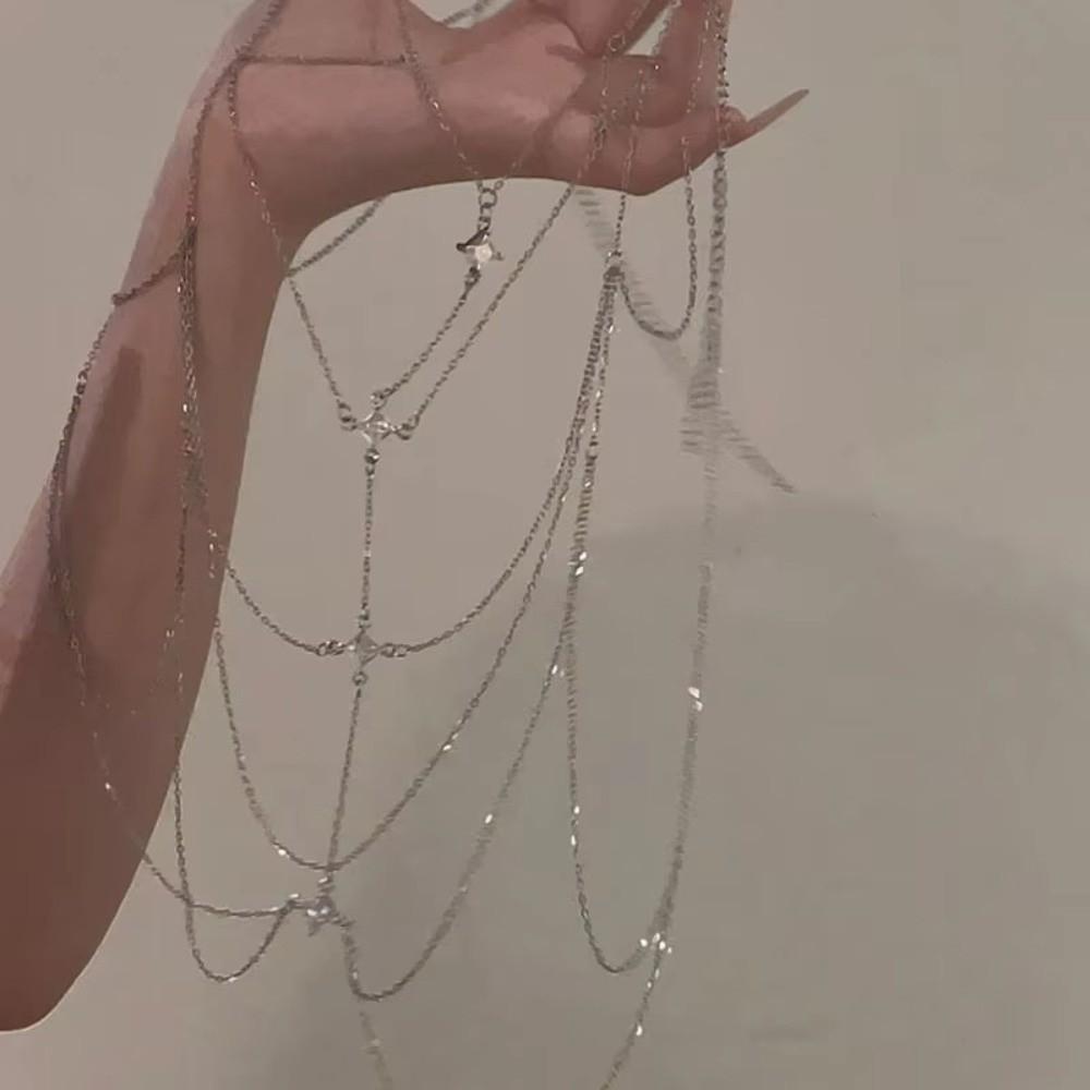 Glitter Rhinestone Bust Chain Multilayer Bikini Chest Chain Body Jewelry Body Chain Jewelry  Women