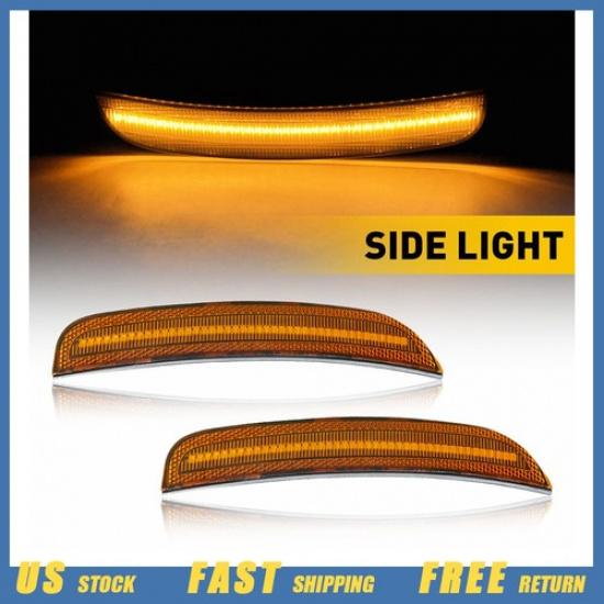 Front Bumper Side Marker Lights Lamps For 2015-23 Chrysler 300C 300 Smoked Lens