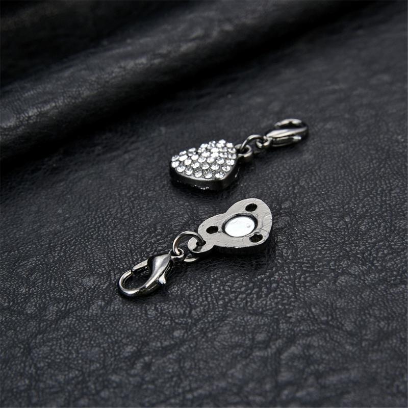 Shimmering Heart Shaped Magnetic Clasp Fastener For Jewelry Making Alloy Construction Rhinestones Necklace Connector