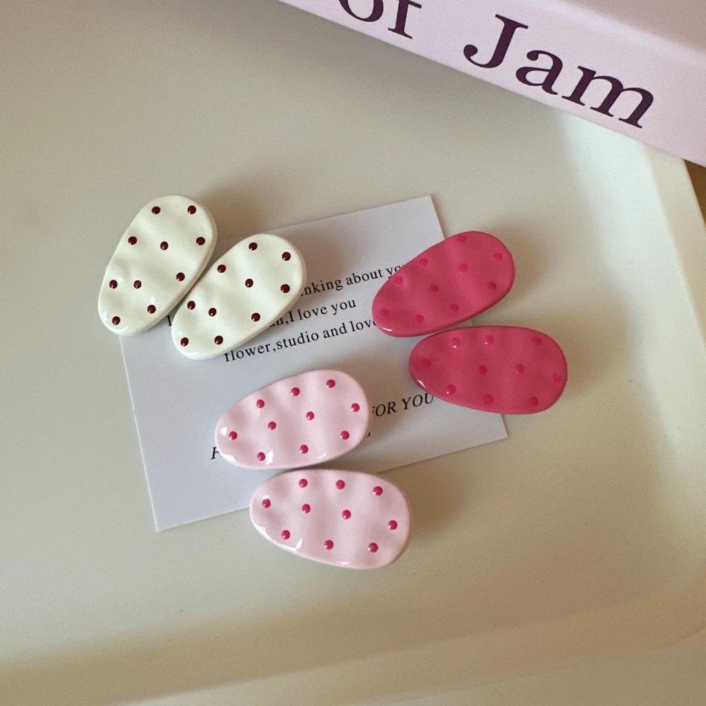 Cute Polka Dot Hair Clips Women Colorful Oval Hairpins Sweet Daily Hair Accessories for Girls Side Bangs Clip Headwear