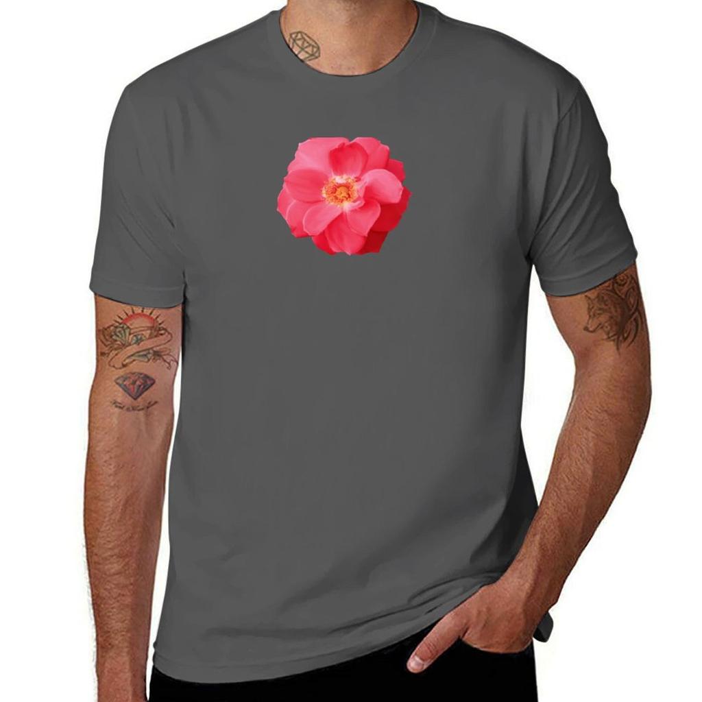 RED ROSE TShirt Minimalist Casual Short Sleeve Top