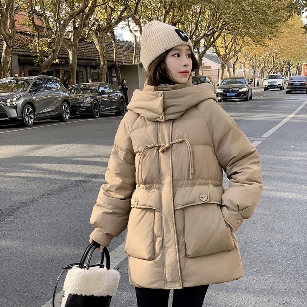 New Winter Medium and Long Fashion Cotton-padded Clothes Hooded Warm Loose Bread Clothes Coat Thick