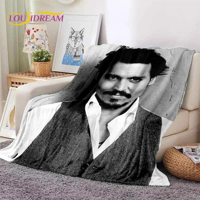 Manta Suave de Franela HD con Impresión 3D de Johnny Depp para Camas Dormitorio Sofá Picnic, Manta Ligera para Cubrir Aire Libre Ocio Regalo
