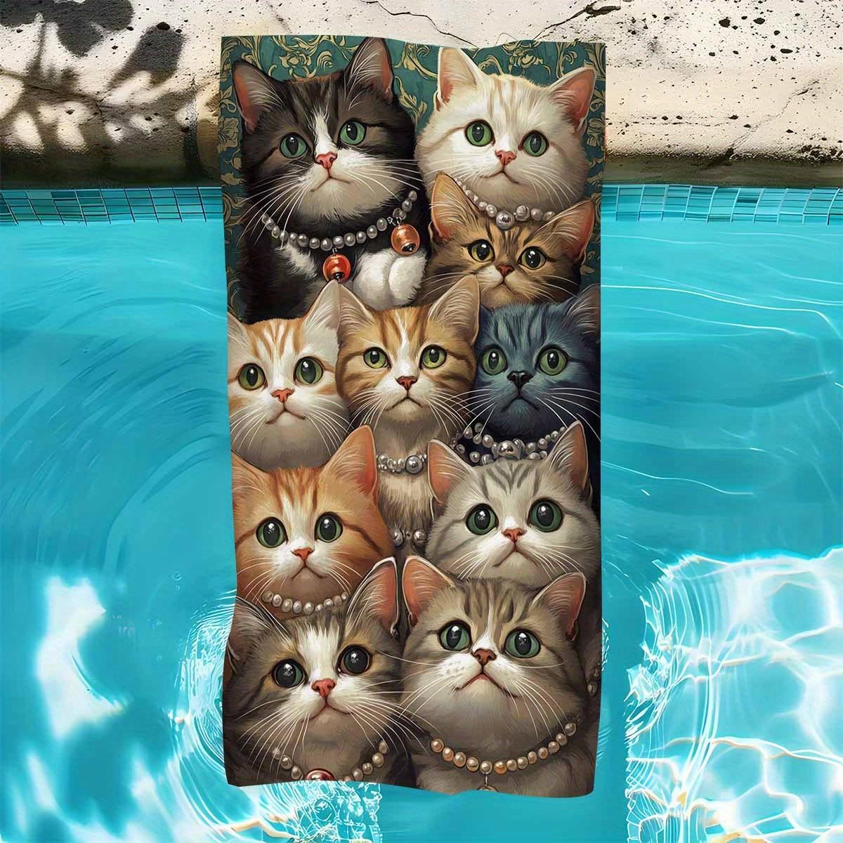 

Adorable Cats with Pearls Print Bath Towel - Perfect for Summer Vibes and Pool Days, Ultra Soft and Absorbent 50x100cm